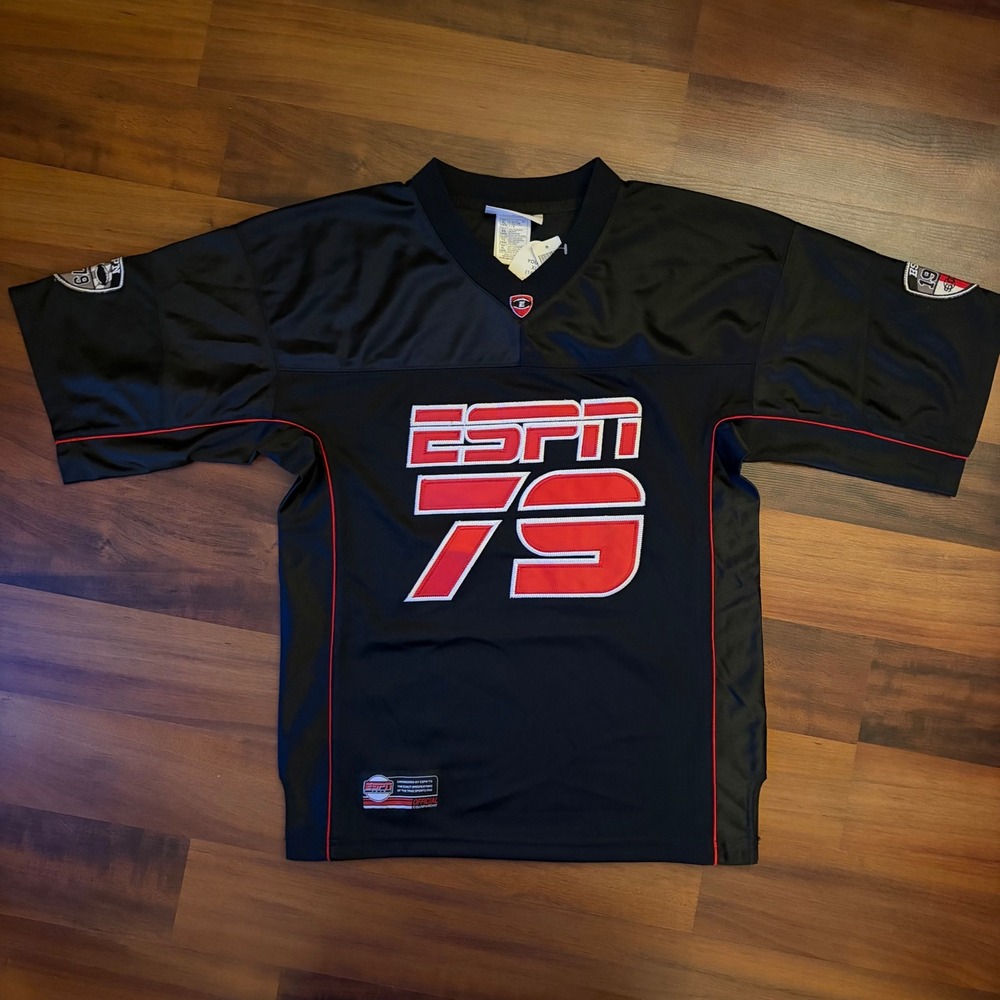 ESPN 1979 Official Equipment Youth Football Jersey Black Red‎ XL 14/16 NWT